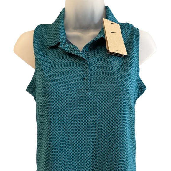 NEW Nike Dri-Fit Sleeveless Golf Shirt Size XS Small Green Polo Tennis Women’s - Picture 2 of 6
